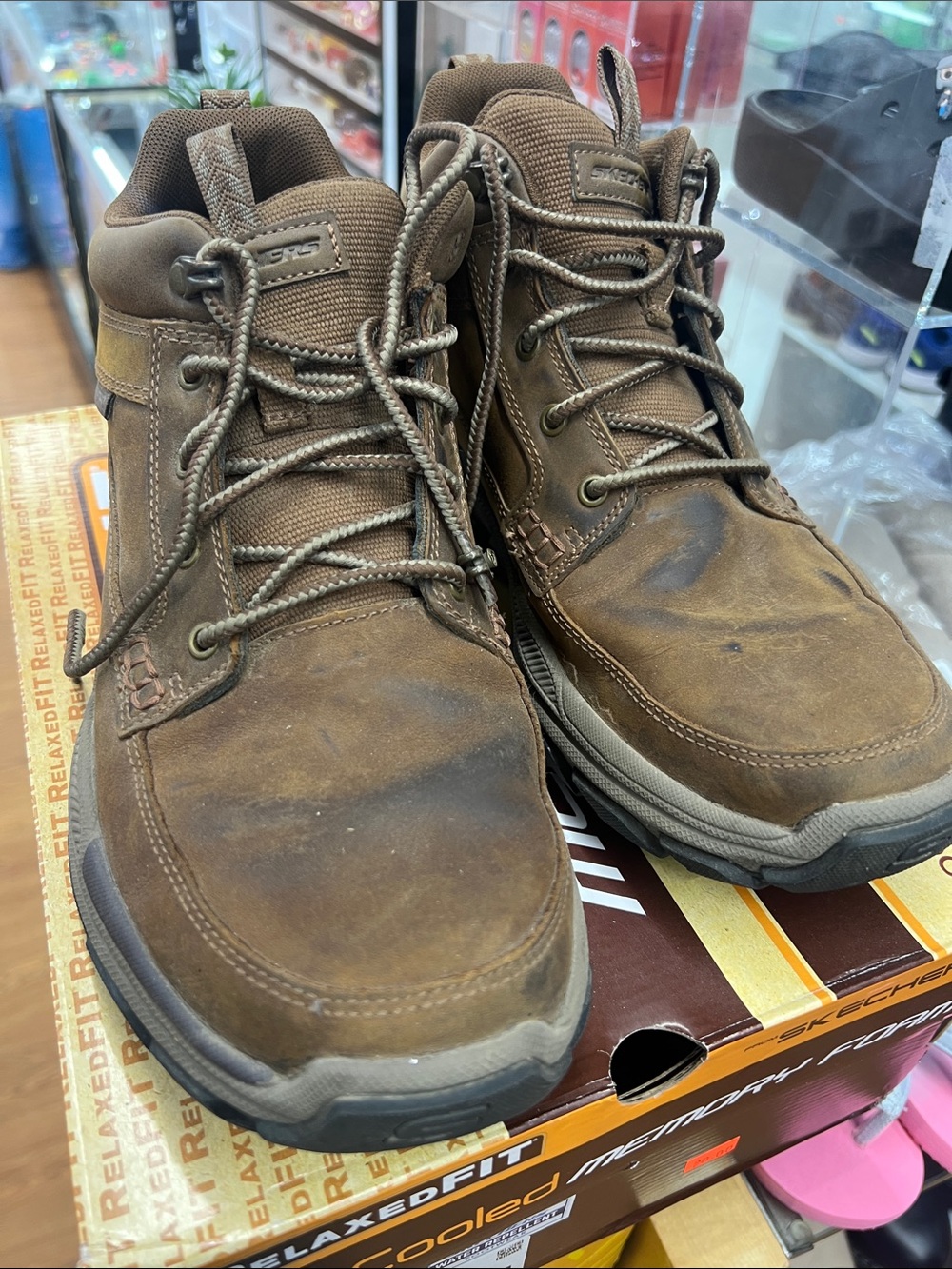 Skechers Men’s Brown Lace-Up Work-Style Boots